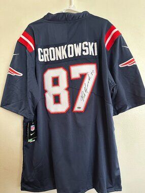 Rob Gronkowski signed New England Patriots autographed Nike jersey w/COA XXL 1
